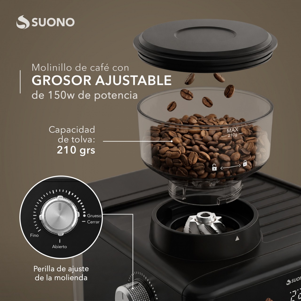 Cafetera Espresso Atelier Quot Con Molinillo Acero