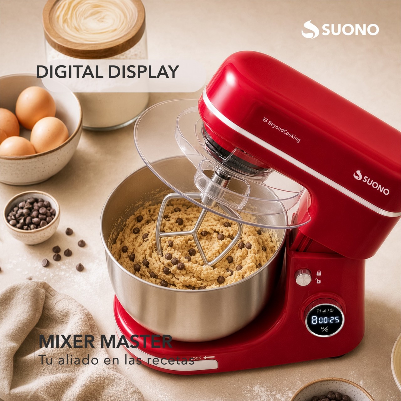 Batidora Planetaria Digital 1300W Rojo