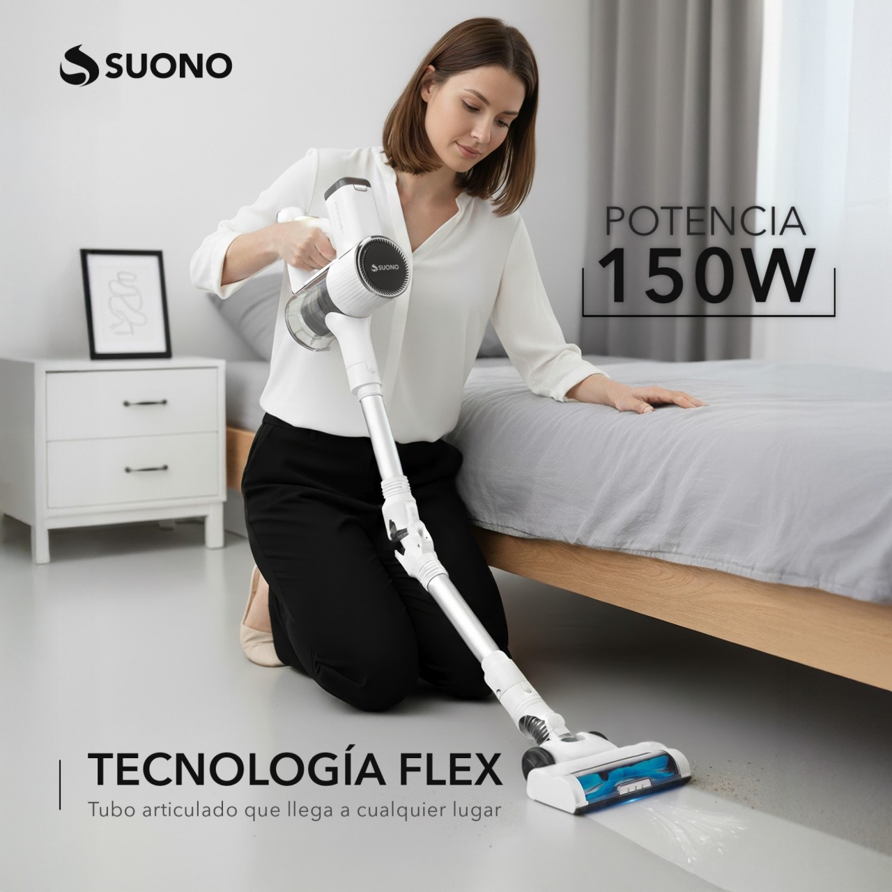 Aspiradora Vertical Inalámbrica Flexible Suono 2 En 1 Blanco