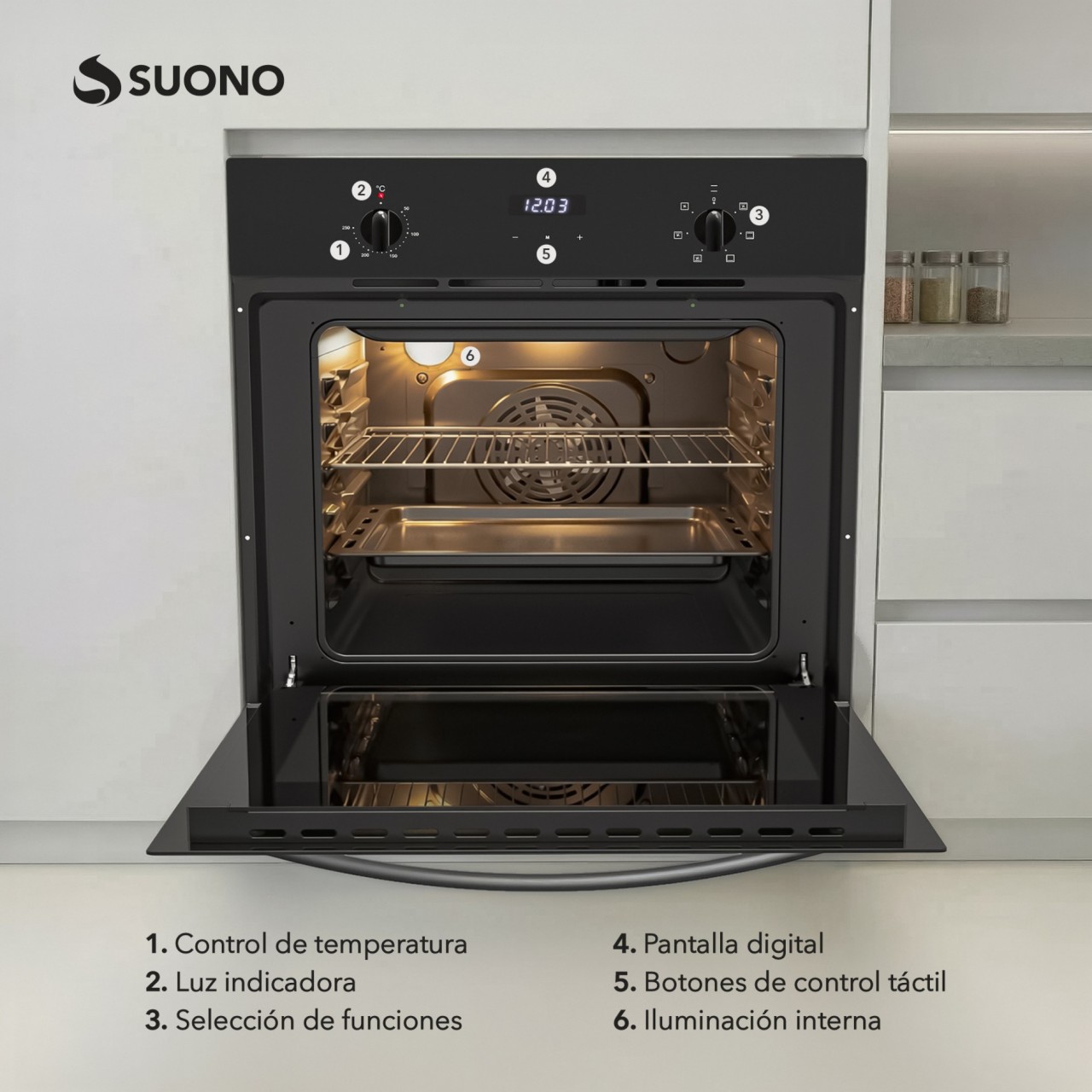 Horno Empotrable Digital Negro