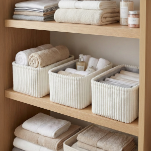 Set Canastos Organizadores Peluche X3 Blanco