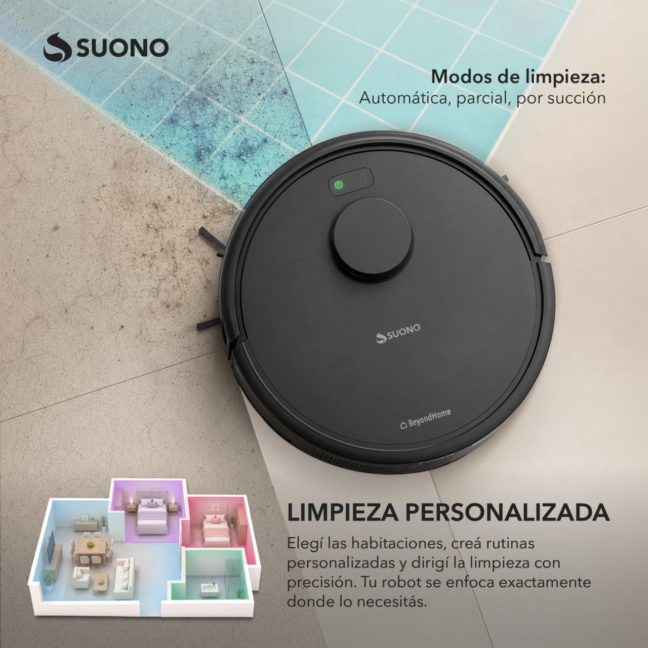 Aspiradora Robot Láser Base Autolimpiante Negro