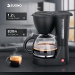 Cafetera De Filtro Eléctric 12 Tazas 1200Ml Semiautomática Negro