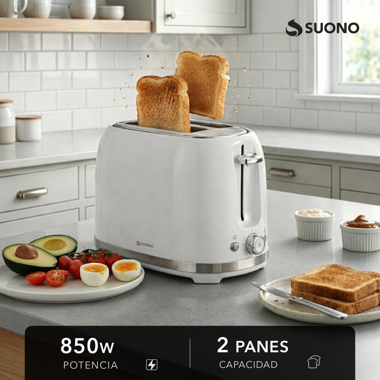 Tostadora Retro 2 Panes 850W Blanco