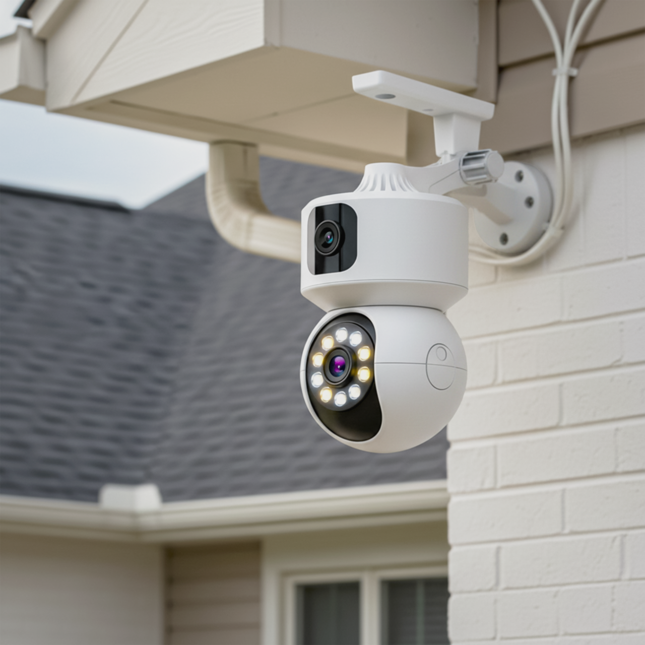 Cámara Seguridad Wifi 360° Doble Blanco