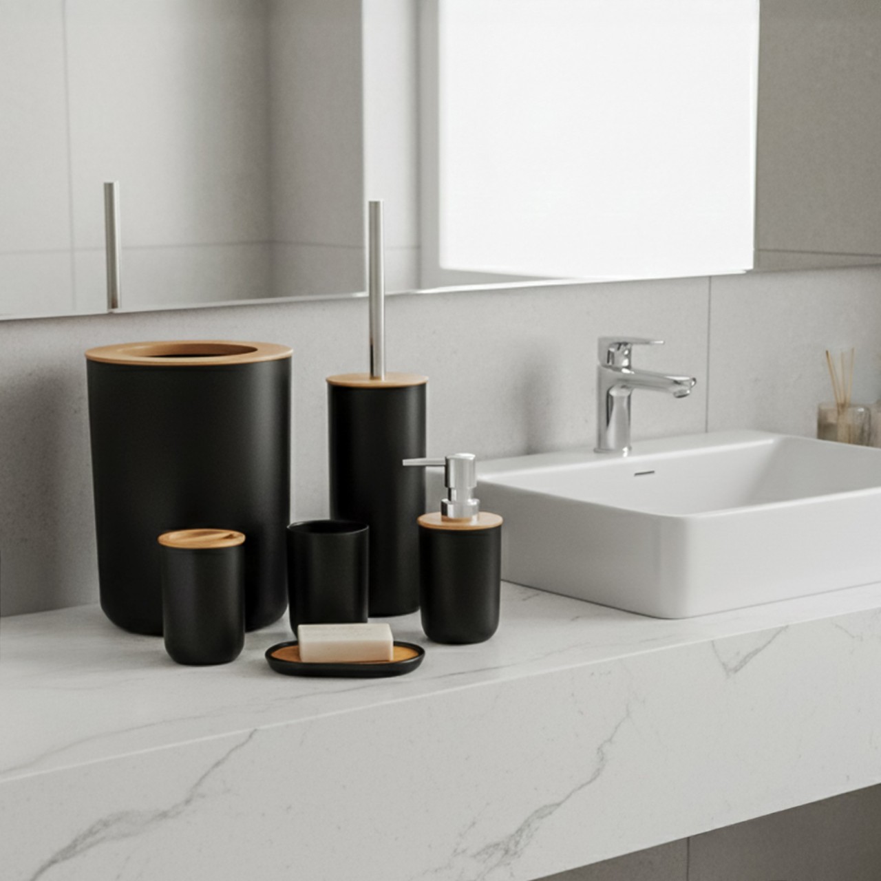 Kit De Baño 6 Piezas Negro