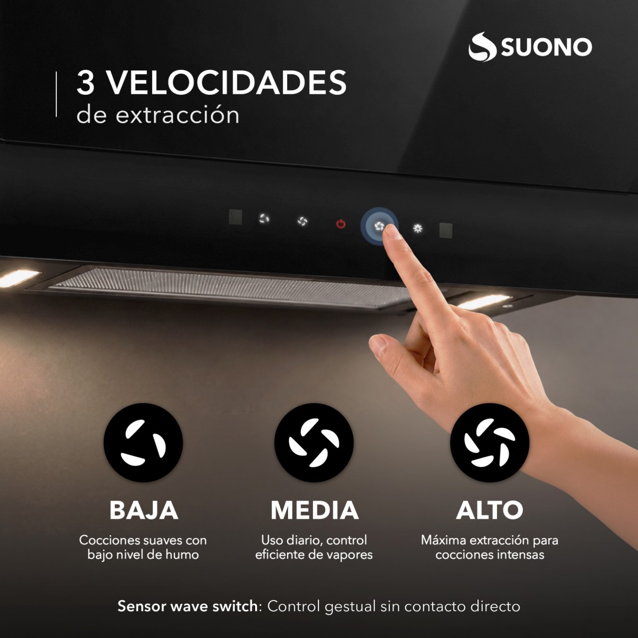 Campana De Cocina 180W Negro