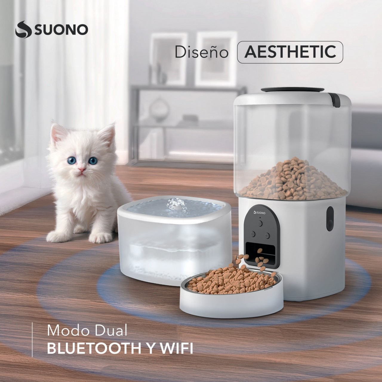 Comedero Automático Mascotas Wifi Blanco