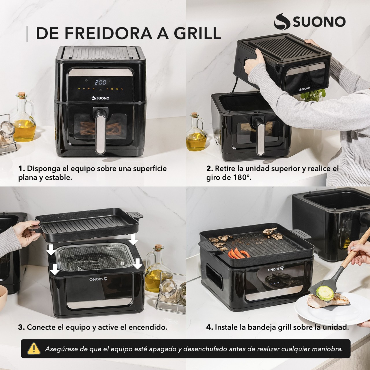 Air Fryer Digital Flip Grill Negro