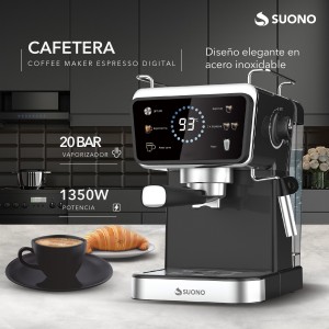 Cafetera Espresso Digital 1.5L 20 Bar Negro