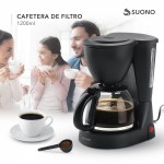 Cafetera De Filtro Eléctric 12 Tazas 1200Ml Semiautomática Negro
