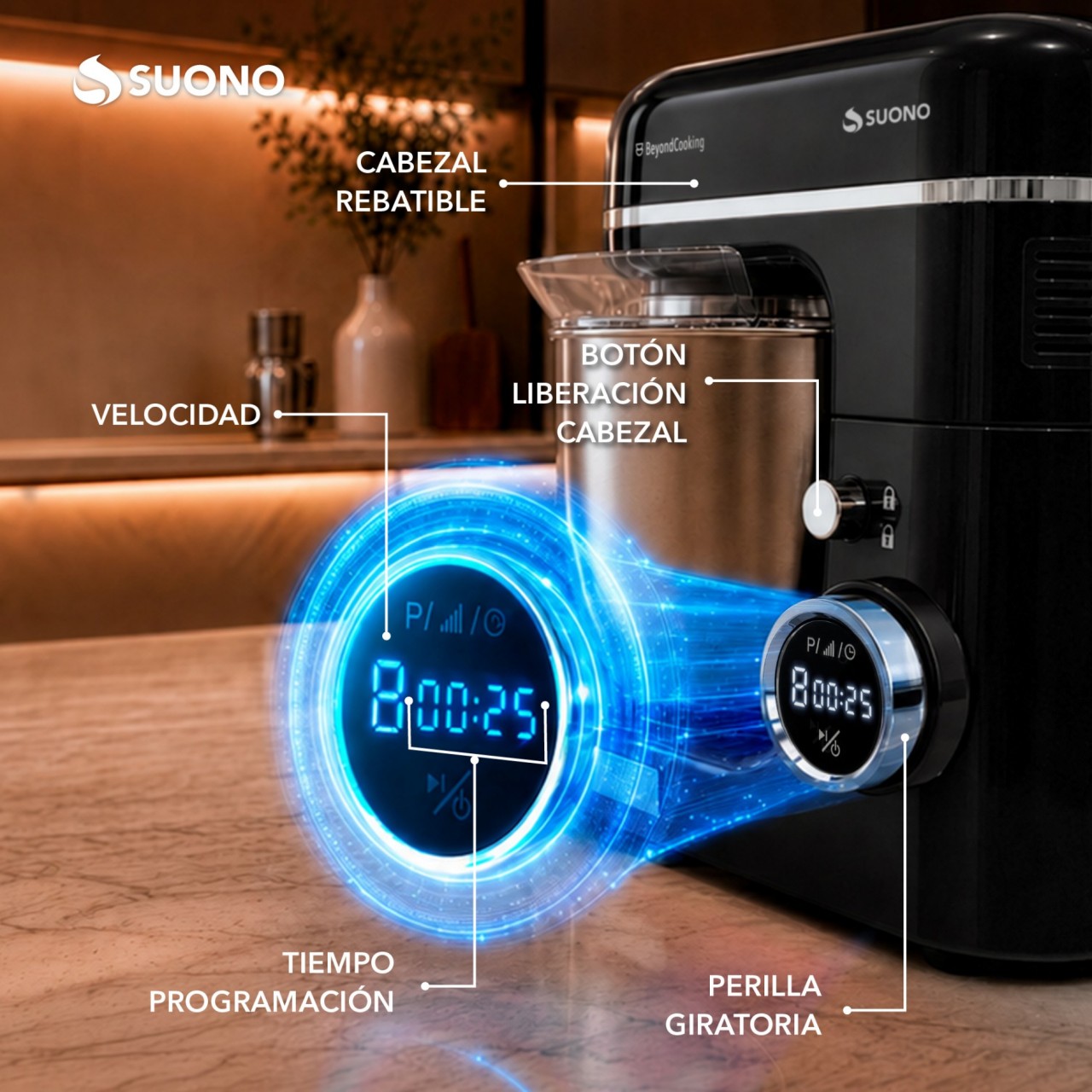 Batidora Planetaria Digital 1300W Negro