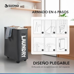 Cesto Para Ropa Con Ruedas Gris