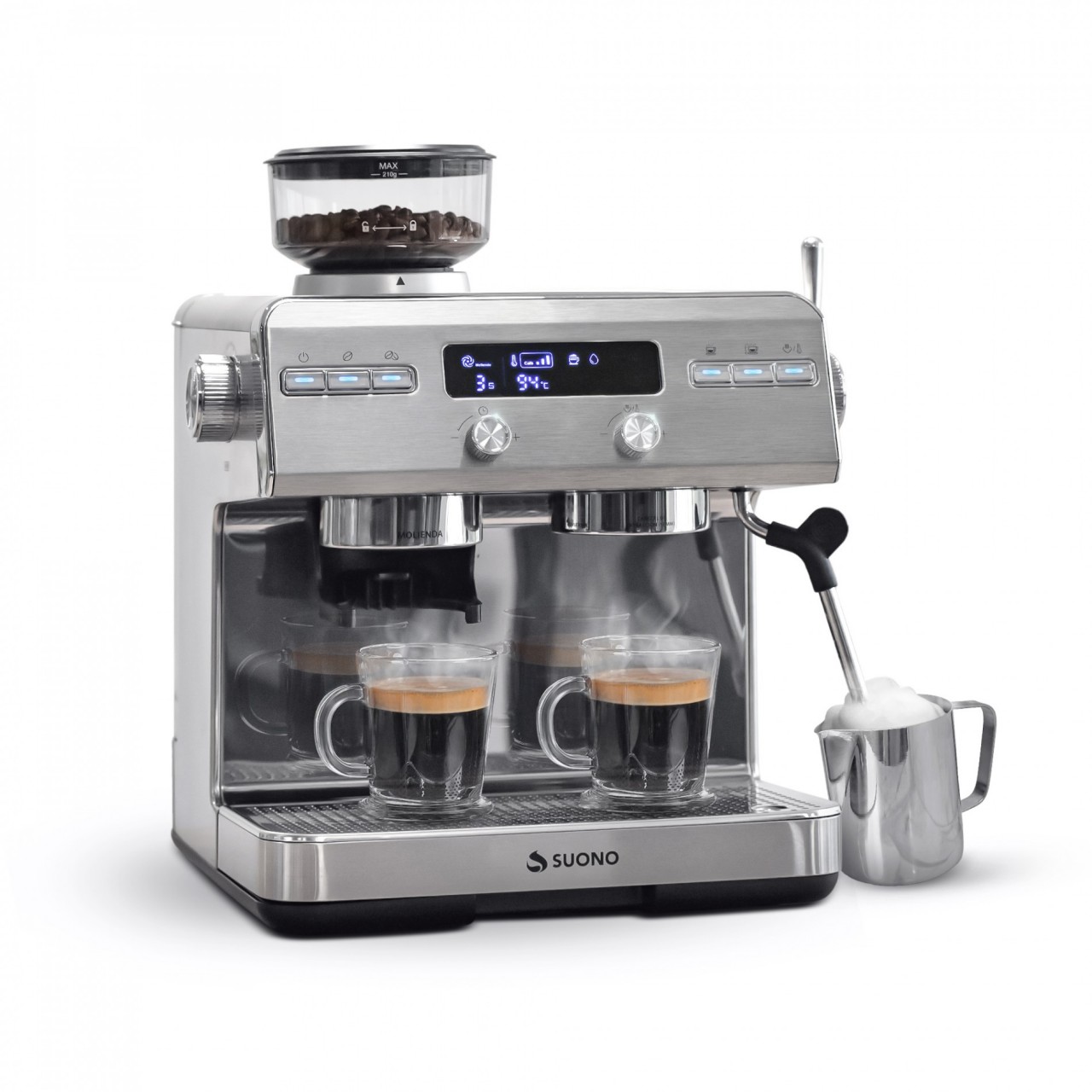 Cafetera Espresso Atelier Suono Con Molinillo Acero