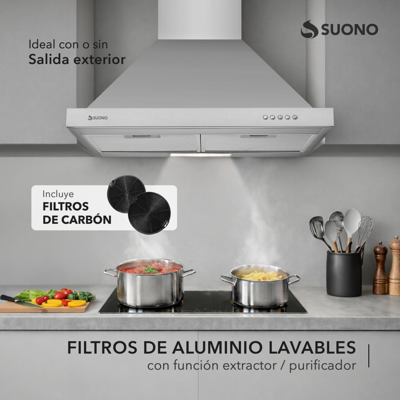 Campana De Cocina 180W Acero