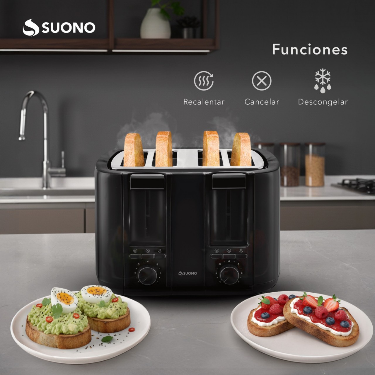 Tostadora Eléctrica 4 Rebanadas Negro