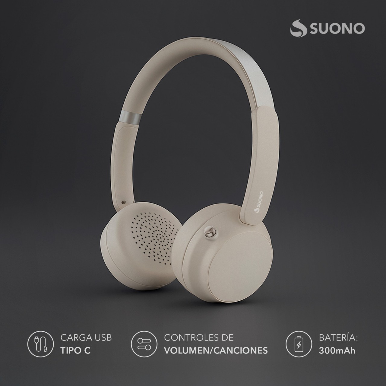Auriculares Vincha Con ANC CREMA
