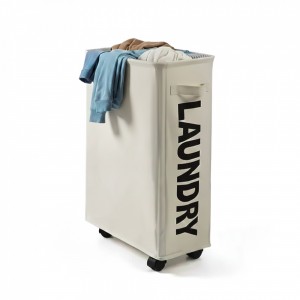 Cesto Para Ropa Con Ruedas Beige