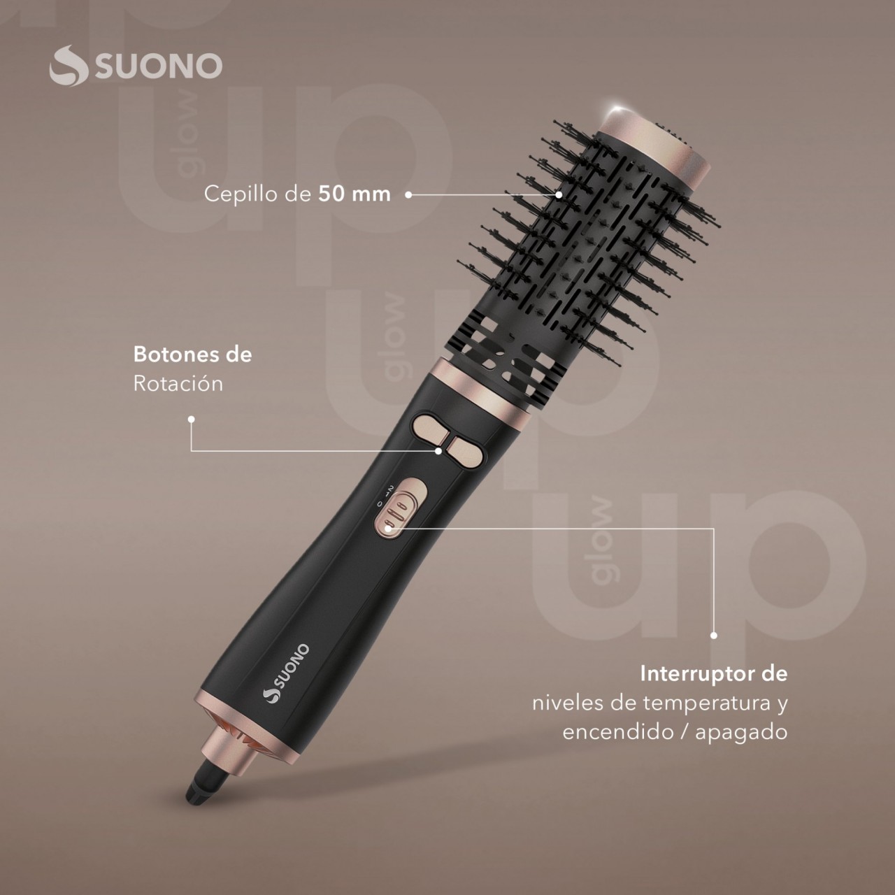 Cepillo Secador Giratorio Voluminizador Negro