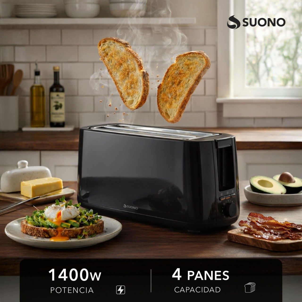 TOSTADORA PANINI 4 PANES 1400W NEGRO