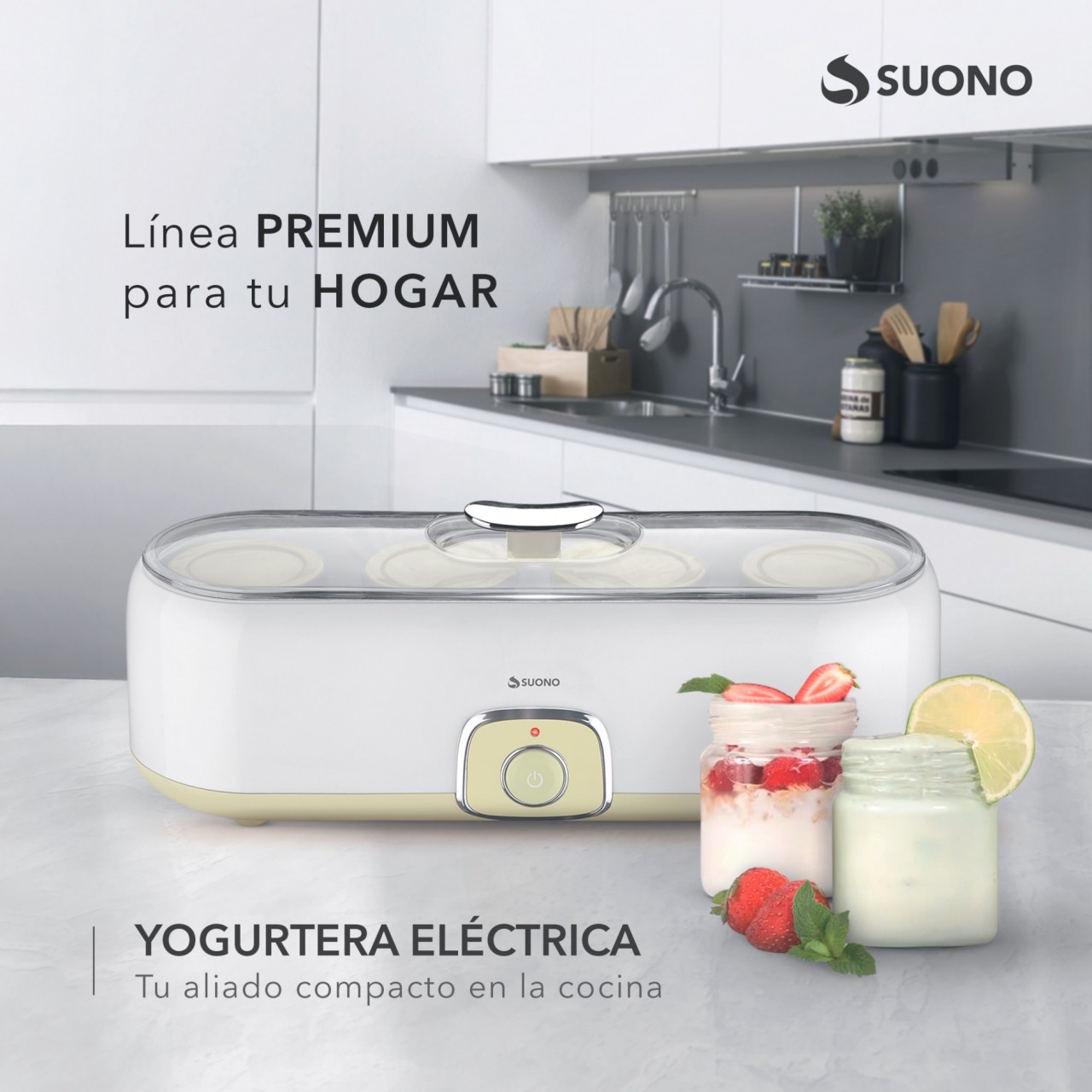 Yogurtera Eléctrica 4 Vasos Amarillo