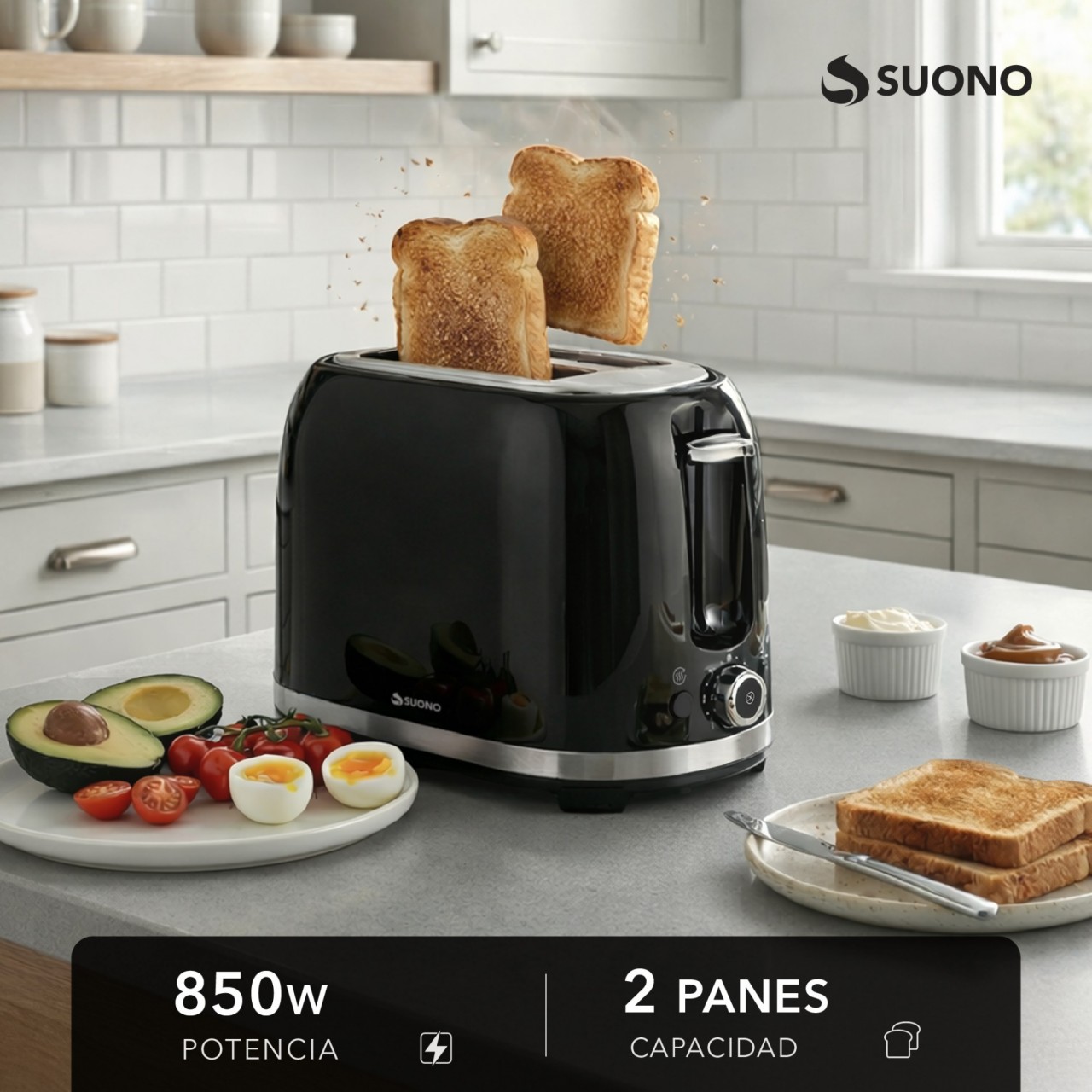 Tostadora Retro 2 Panes 850W Negro
