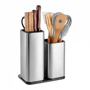 Escurridor Doble Utensillos Plateado