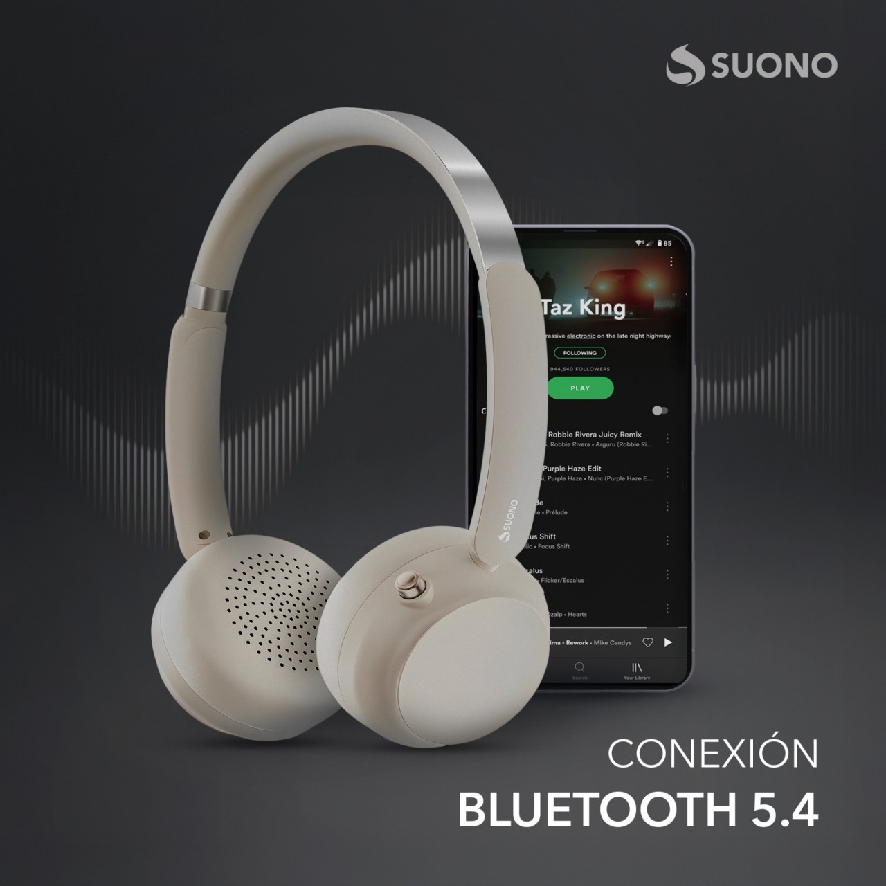 Auriculares Vincha Con ANC CREMA