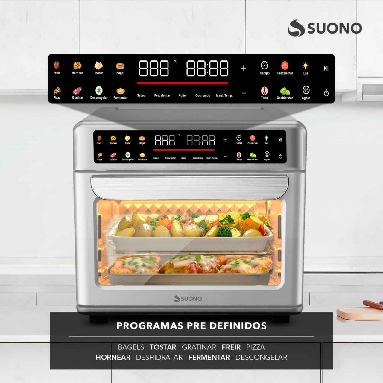 Horno Air Fryer Suono 25L Digital 1700W Acero
