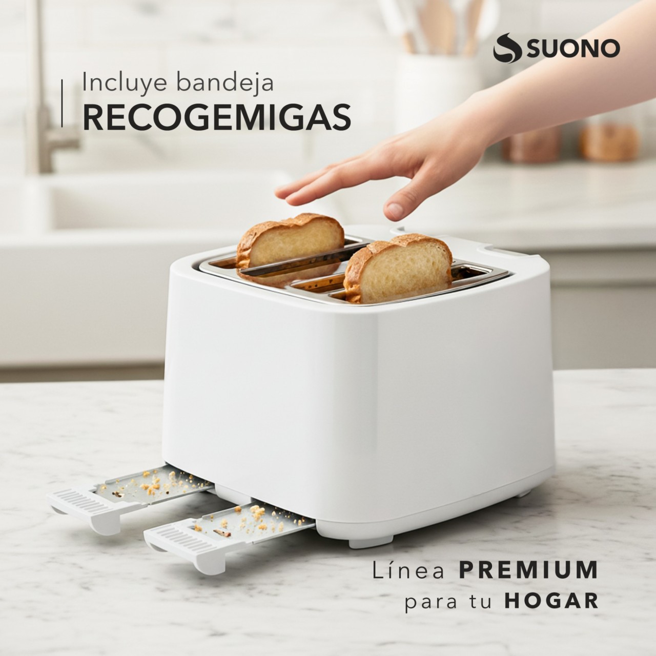 Tostadora Eléctrica 4 Rebanadas Blanco