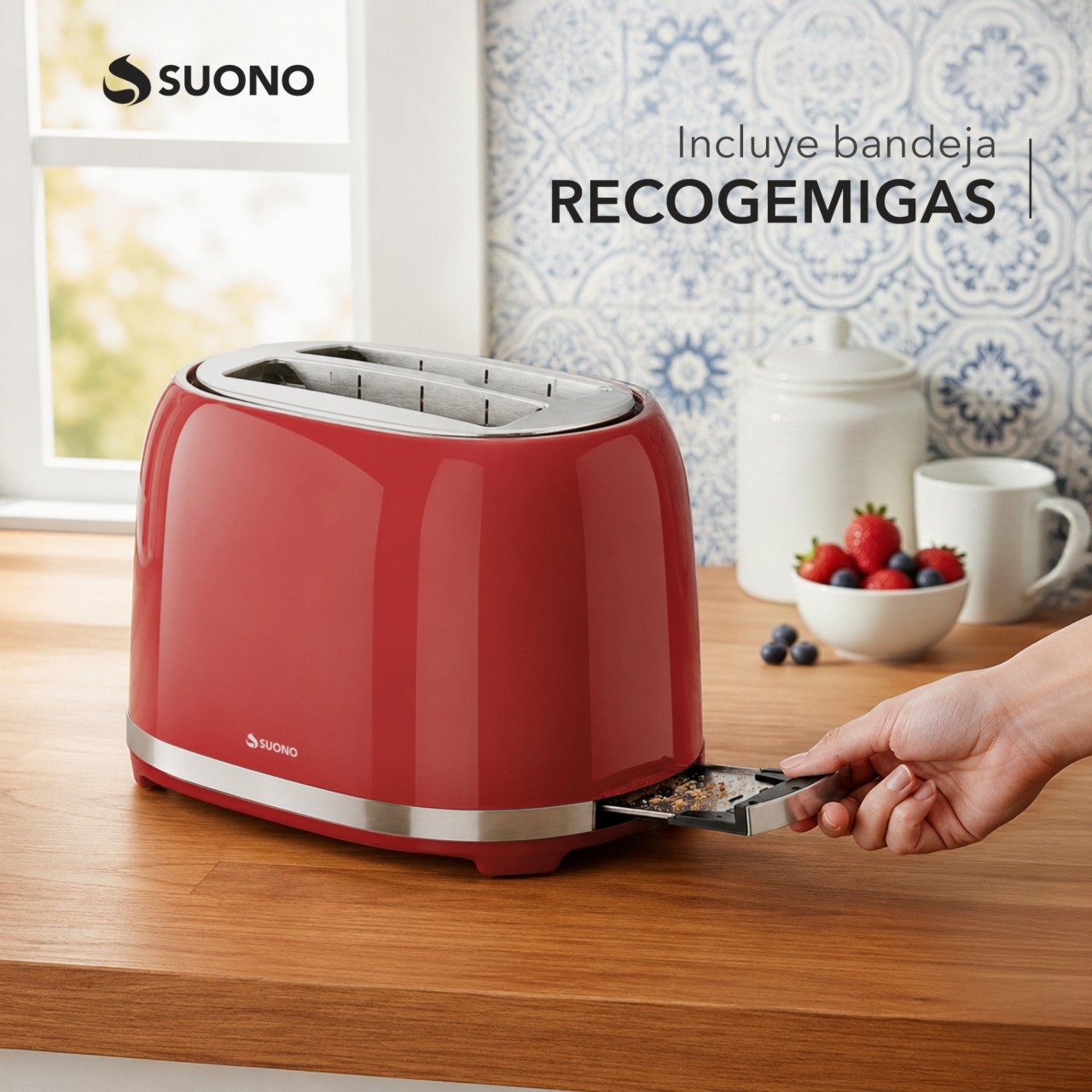 Tostadora Retro 2 Panes 850W Rojo