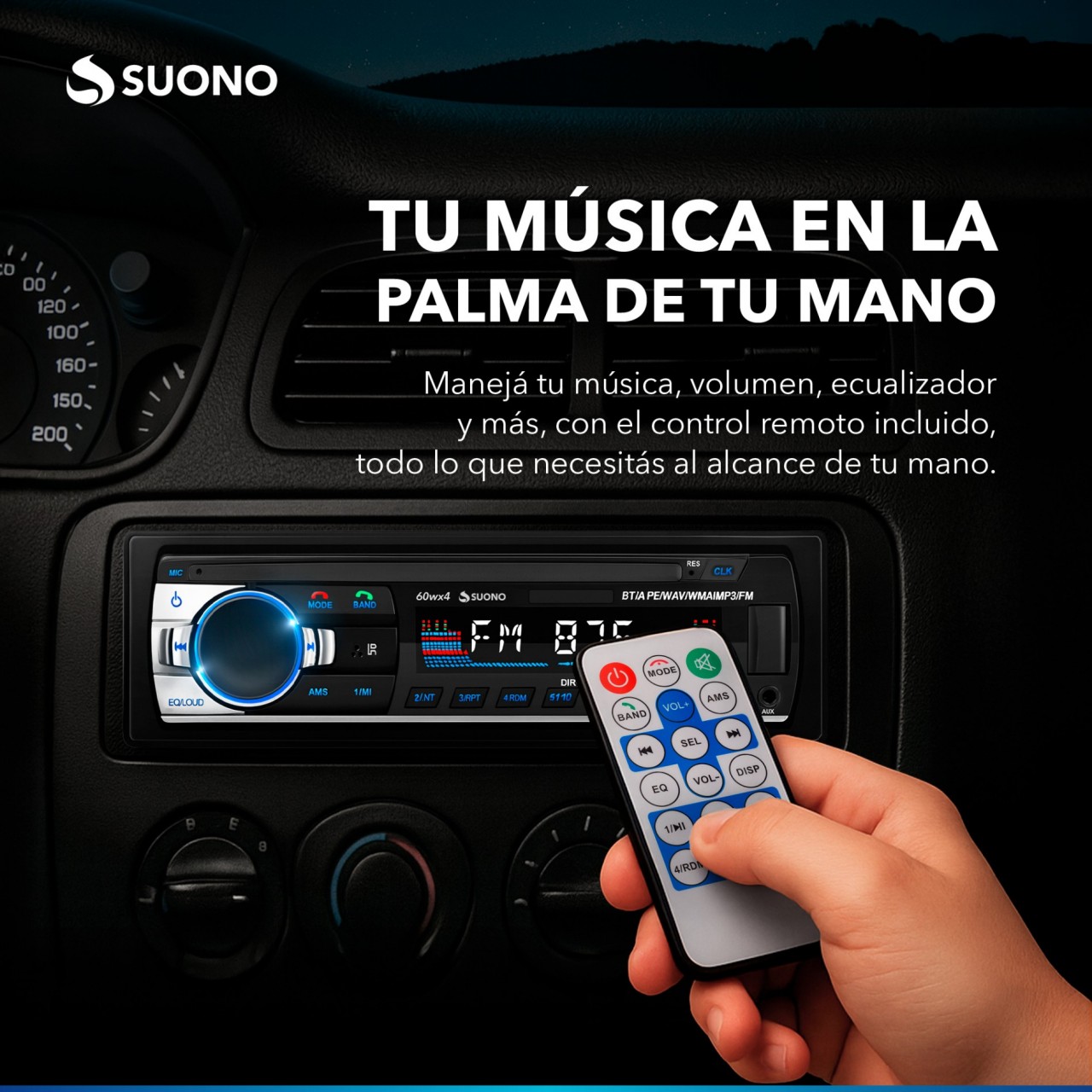 Estéreo Para Auto Suono Bluetooth Usb Mp3 Fm Negro