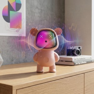 Parlante Astronauta Con Luz Rosa