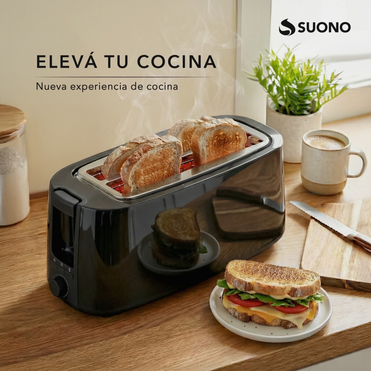 TOSTADORA PANINI 4 PANES 1400W NEGRO
