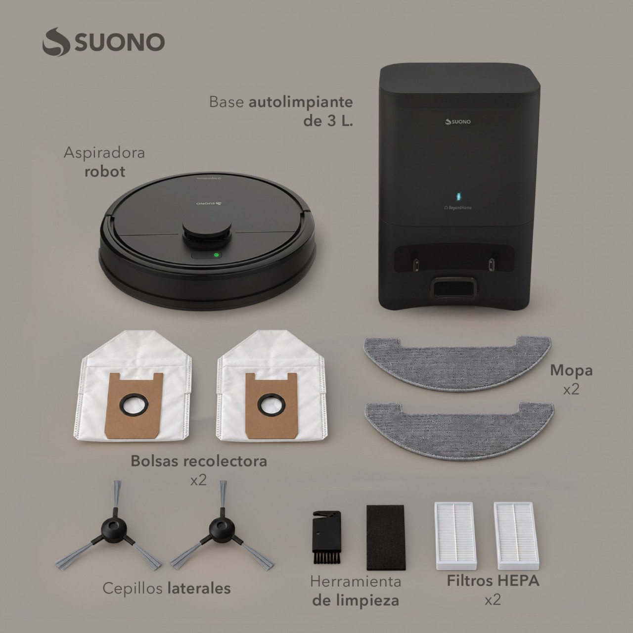 Aspiradora Robot Láser Base Autolimpiante Negro