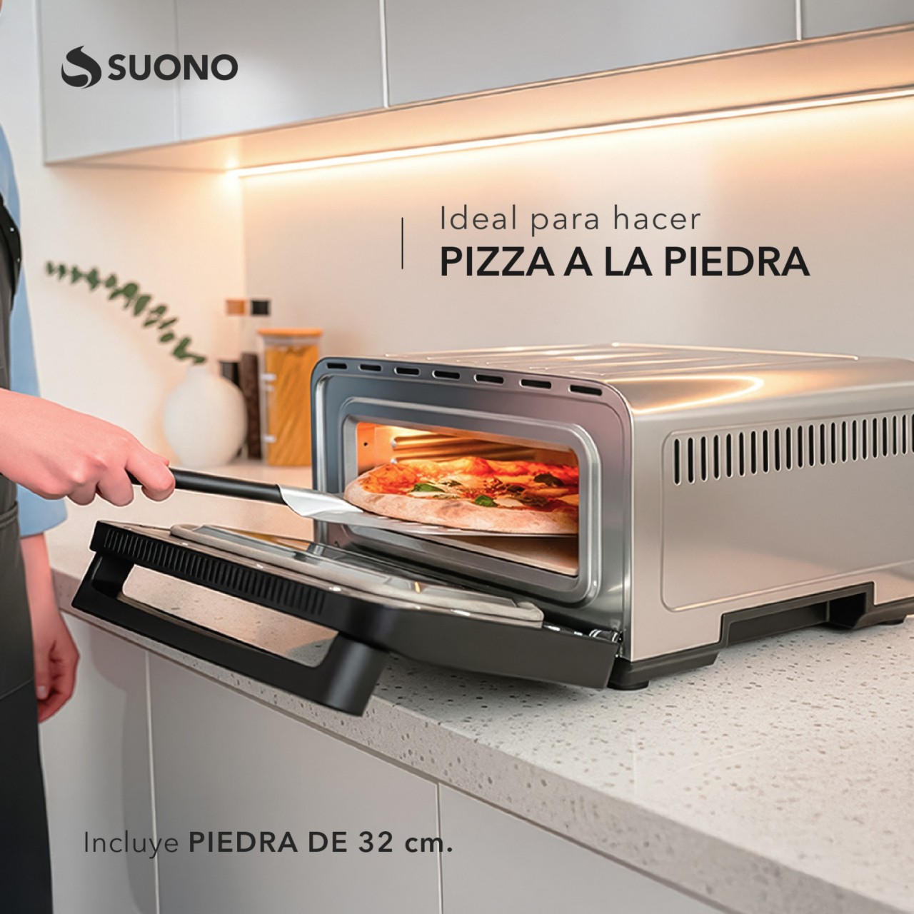 Horno Air Fryer Pizzero Suono Napoli 32 Cm Acero