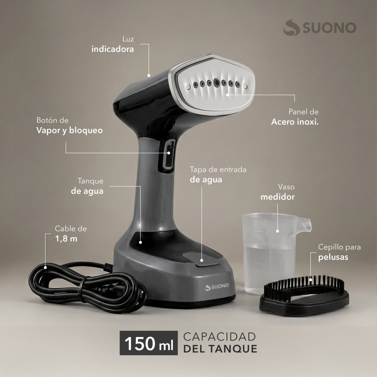 Vaporizador De Prendas Gris