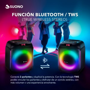 Parlante Bluetooth Suono 6.5" Rgb Negro