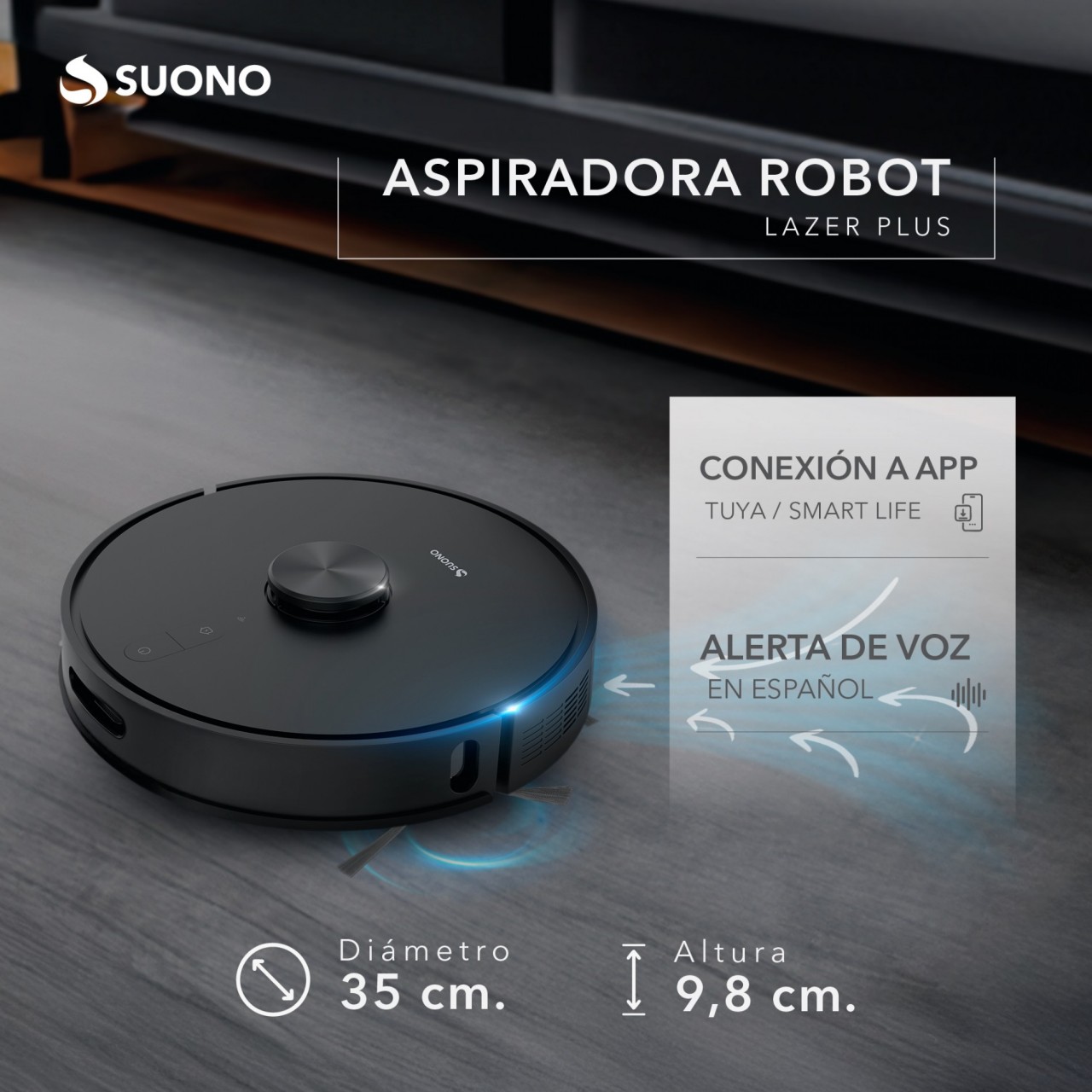 Aspiradora Robot Suono Láser Plus Negro