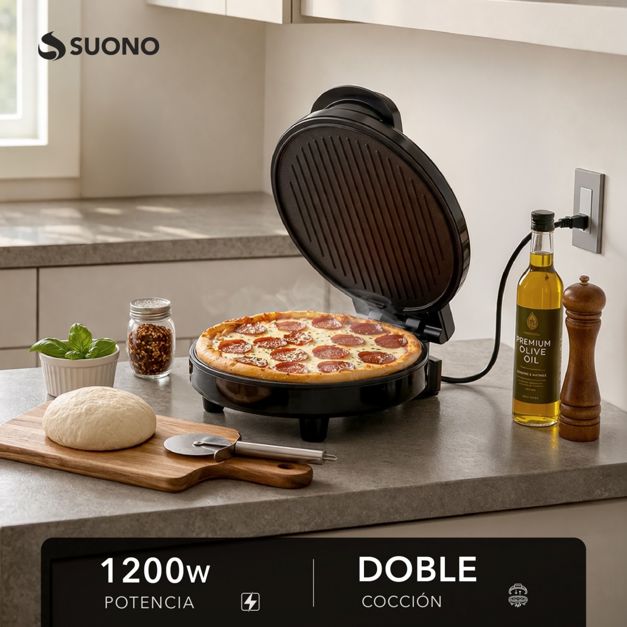 Pizza Maker-Grill Multifuncion NEGRO
