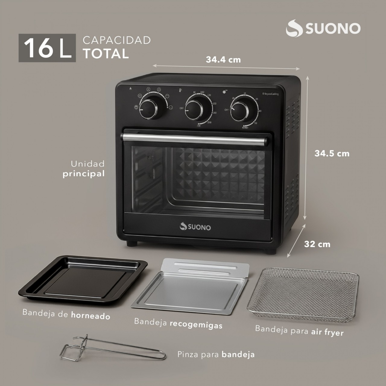 Horno Air Fryer 16L Mecánico 1 NEGRO