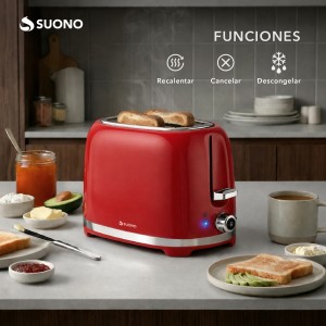 Tostadora Retro 2 Panes 850W Rojo