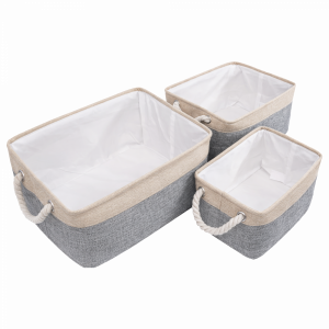 Set Canastos Organizadores Tela X3 Gris