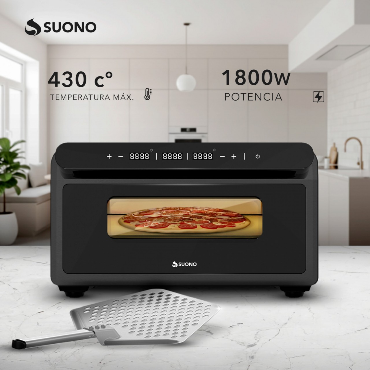 Horno Air Fryer Pizzero Suono Napoli 32 Cm Acero