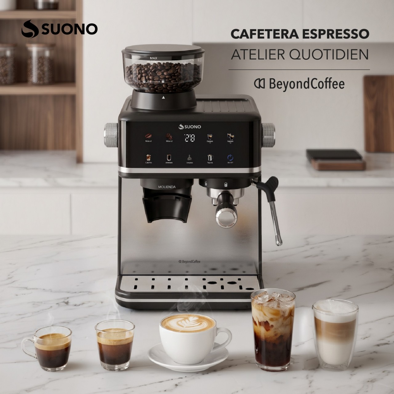 Cafetera Espresso Atelier Quot Con Molinillo Acero
