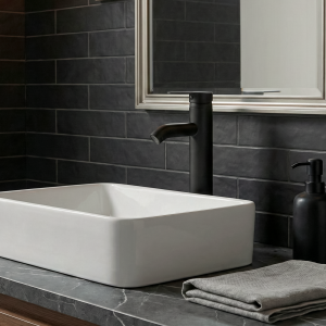 Griferia De Baño Alta Redonda Negro