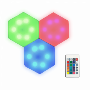 Set Luces Led Adhesivas Rgb Hexagonales Negro
