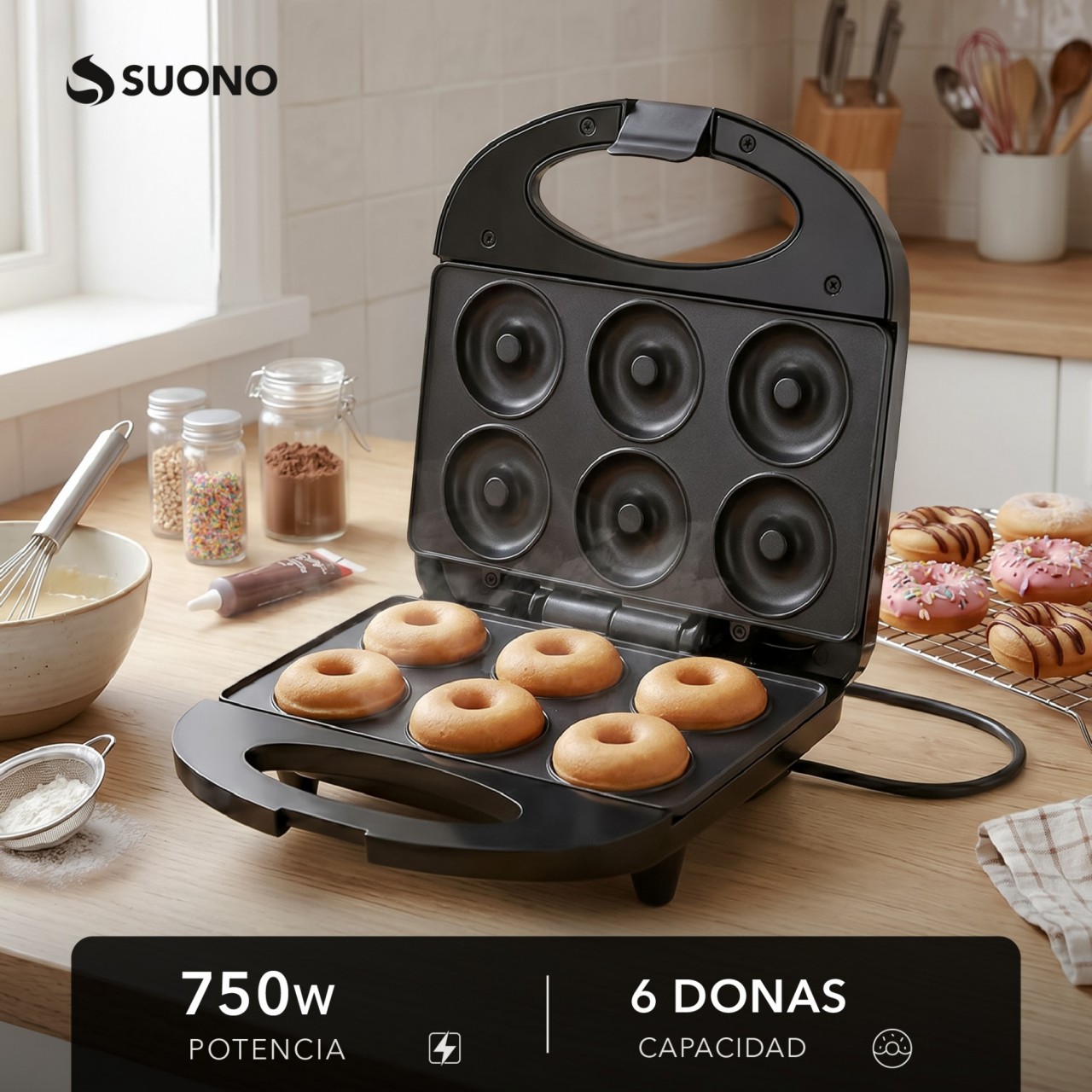 Máquina De Donas 750W Negro