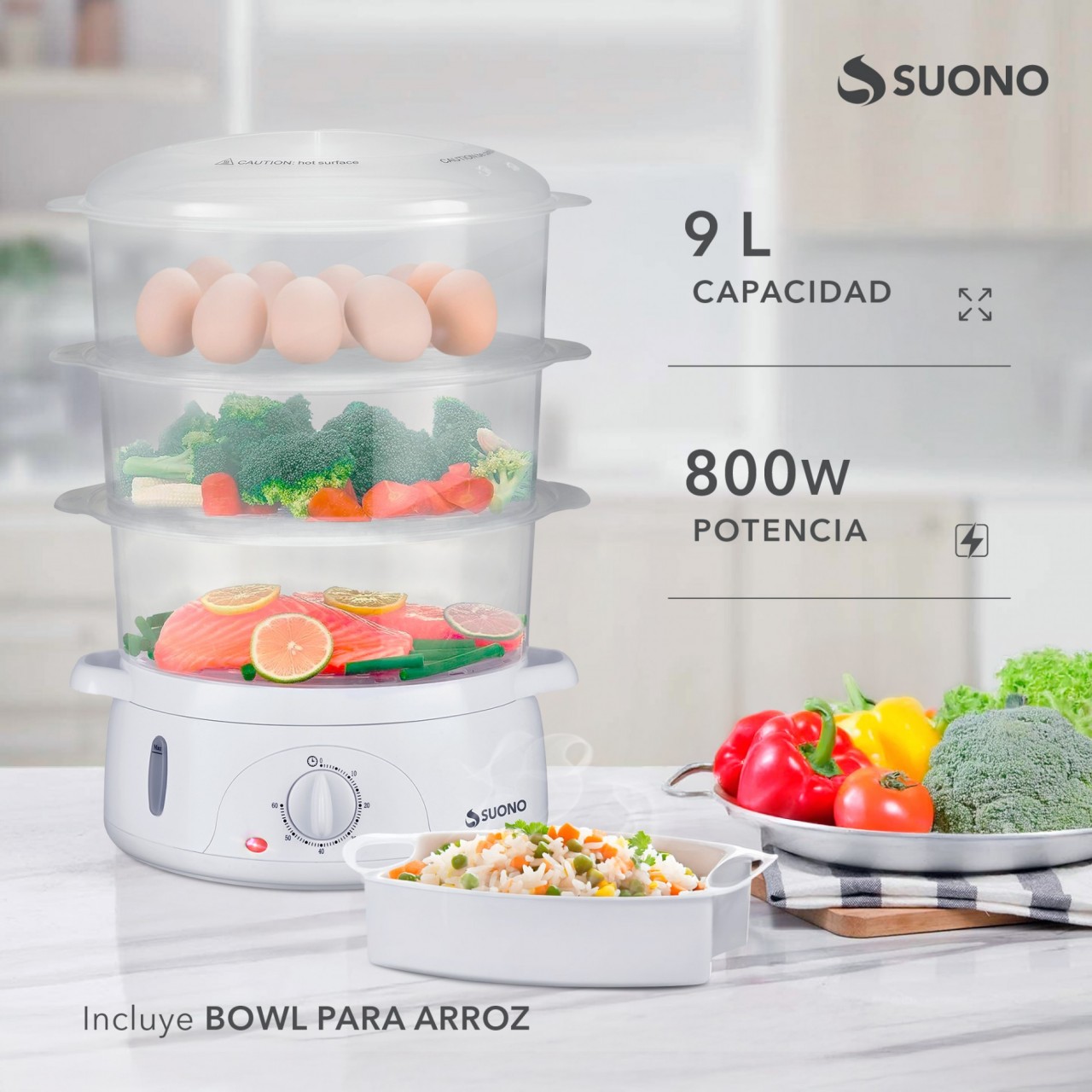 Vaporera Eléctrica De Alimentos Blanco