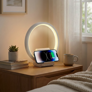 Parlante Bluetooth Con Cargador Inalámbrico Blanco